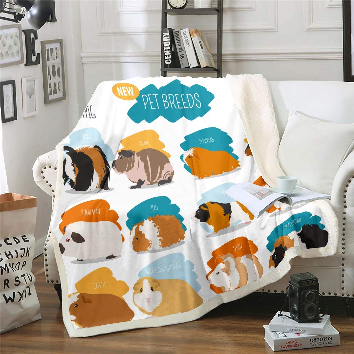 Loussiesd Cute Guinea Pig Throw Blanket Kids Boys Girls Cartoon Animal Pattern Sherpa Blanket 3D Mouse Print Fleece Blankets Lovely Child Plush Blankets,Room Decor Fuzzy Blanket Baby 30"x40" — image 1