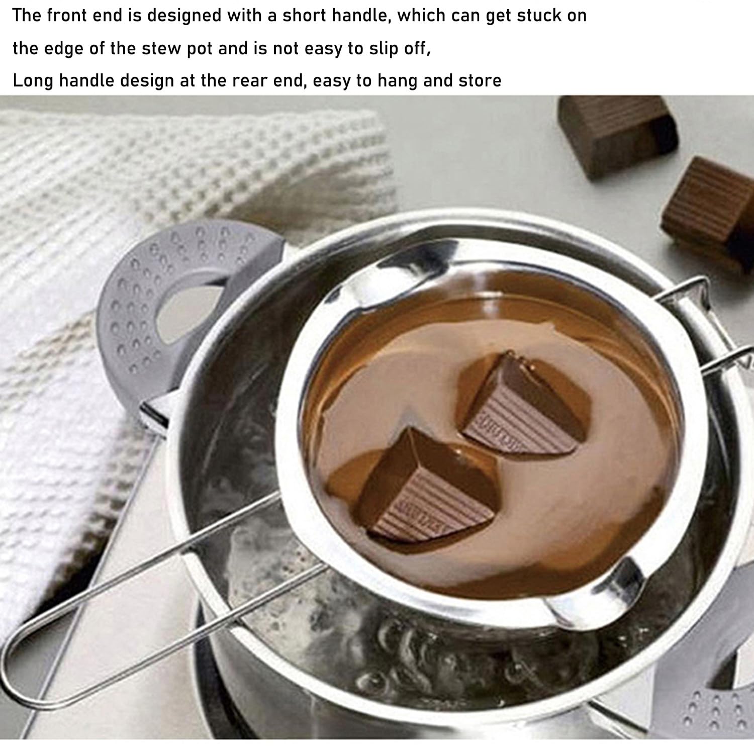 1 Stück Wasserbad Schmelzschale, 1 Stück Schwarz Spatula, Schokolade Zum Schmelzen, Chocolate Melting Cup, 304 Stainless Steel Water Bath, Zum Schmelzen Von Schokolade, Butter Und Milch Heizung
