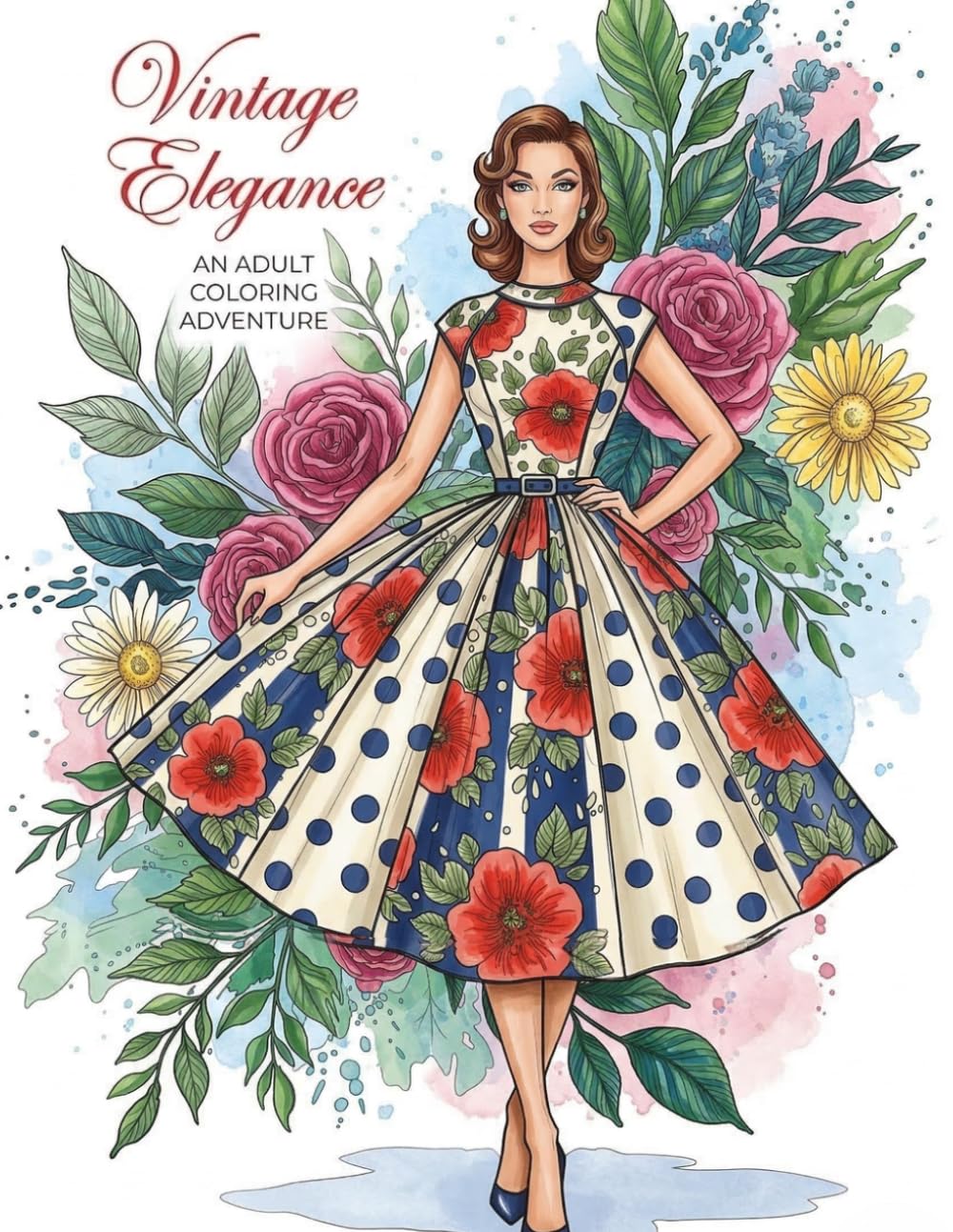 Vintage Elegance: A Journey Through 1950s Fashion: An Adult Coloring Adventure