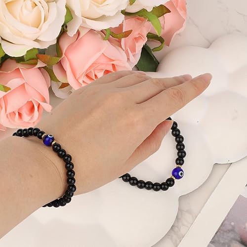 Miniatura 5 de Pulseras contra el mal de ojo, pulseras de cuentas contra el mal de ojo, cristal negro, protección de esmalte de color, joyería de manifestación