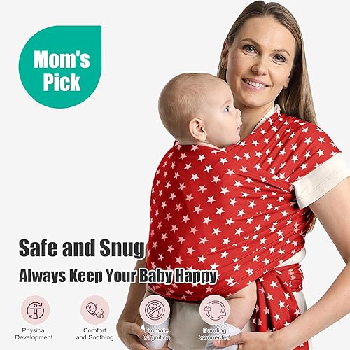 Miniatura 5 de Portabebés de moda con patrón de estrella, cómodo envoltorio y pañal, elástico, transpirable, diseño manos libres, para recién nacidos a niños