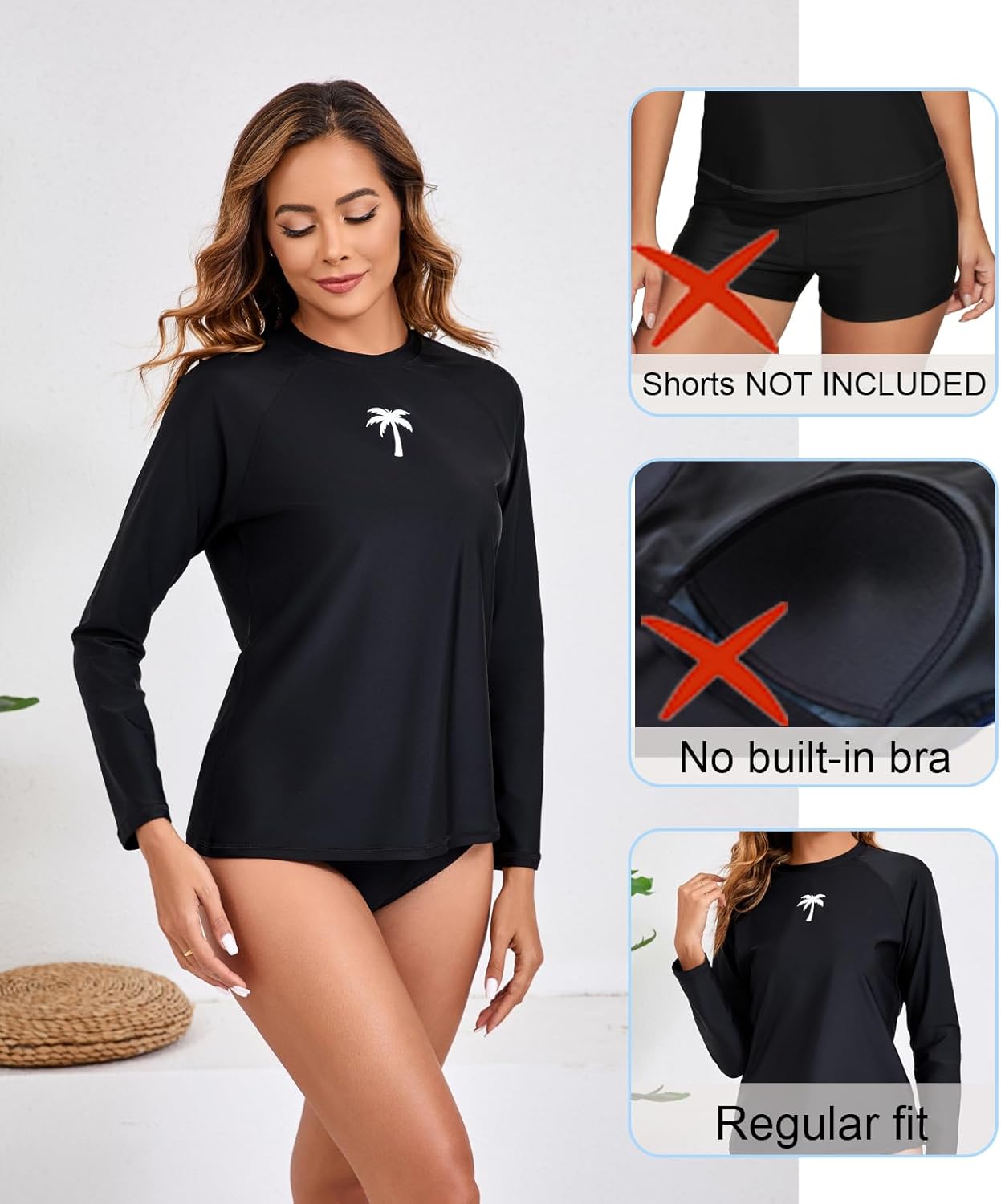 Halcurt Women's Long Sleeve Rash Guard Swim Shirts Quick Dry UPF50+ UV Sun Protection Swimsuit Top - Image 5