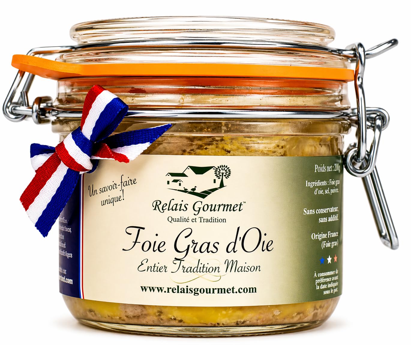 Foie Gras de Oca Entero Artesanal 200 g Relais Gourmet Francés del Suroeste Sin Conservantes