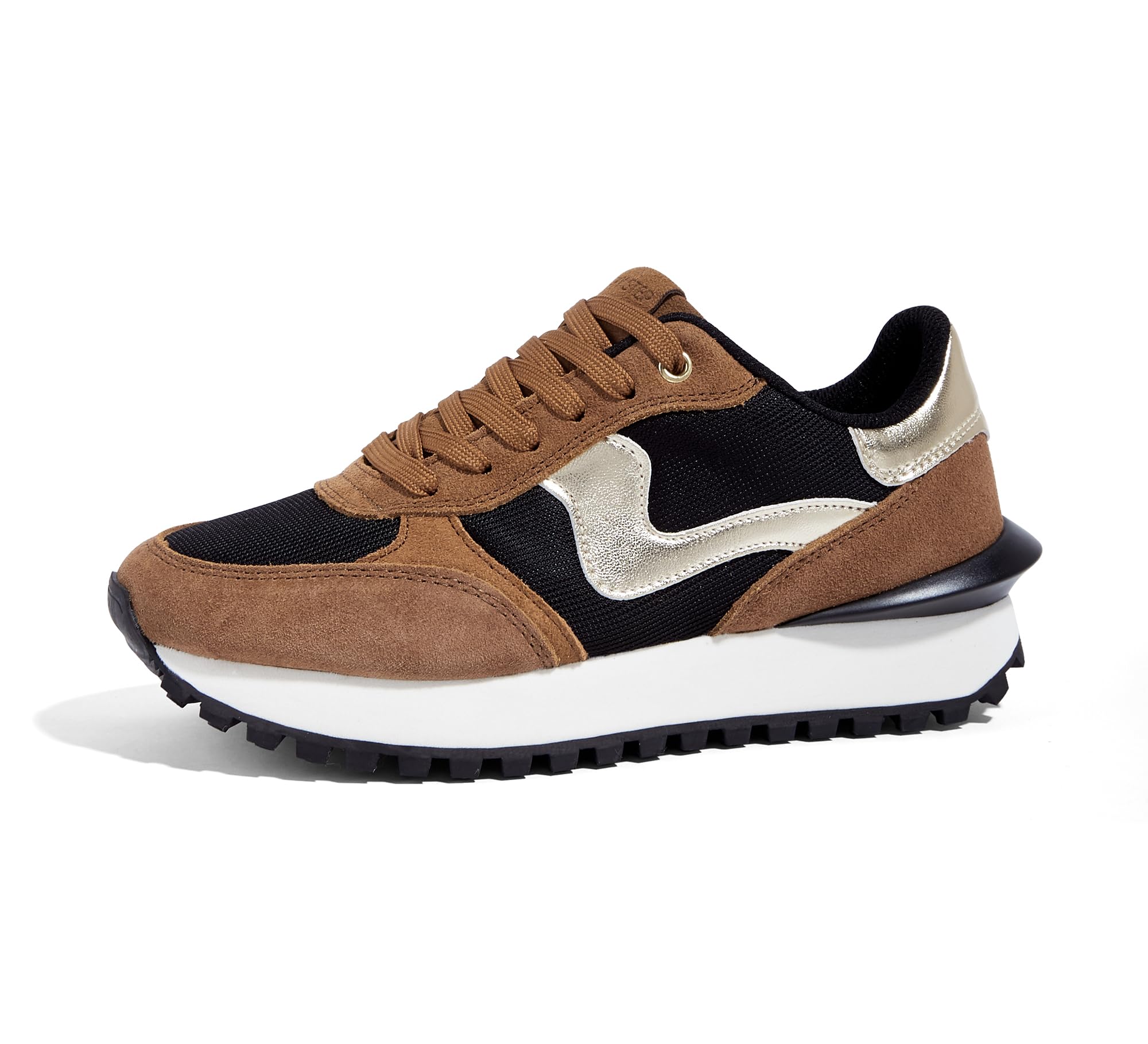 LUCKY STEP Damen Plateau-Sneakers im Retro-Tennis Stil | Bequeme Freizeit- & Laufschuhe mit Dicker Sohle | Langlebiges Design für Stadt, Alltag und Sport