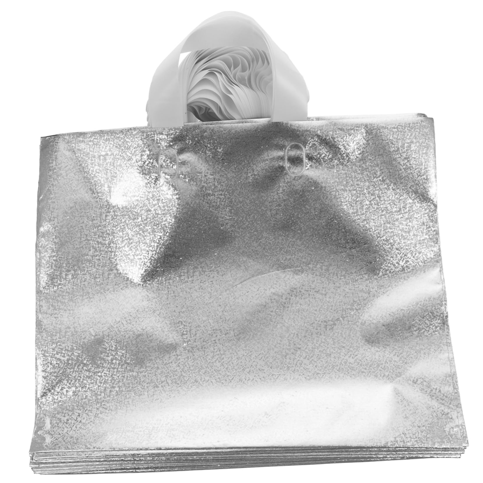 MOLUCKFU Hochzeitsgeschenketüten Mattierte Pe Geschenktüten mit Silbernem Glanzeffekt 50 Stück pro Packung mit Henkel Stabile Aufbewahrungsbeutel für Partygeschenke und Neujahrsfeiern