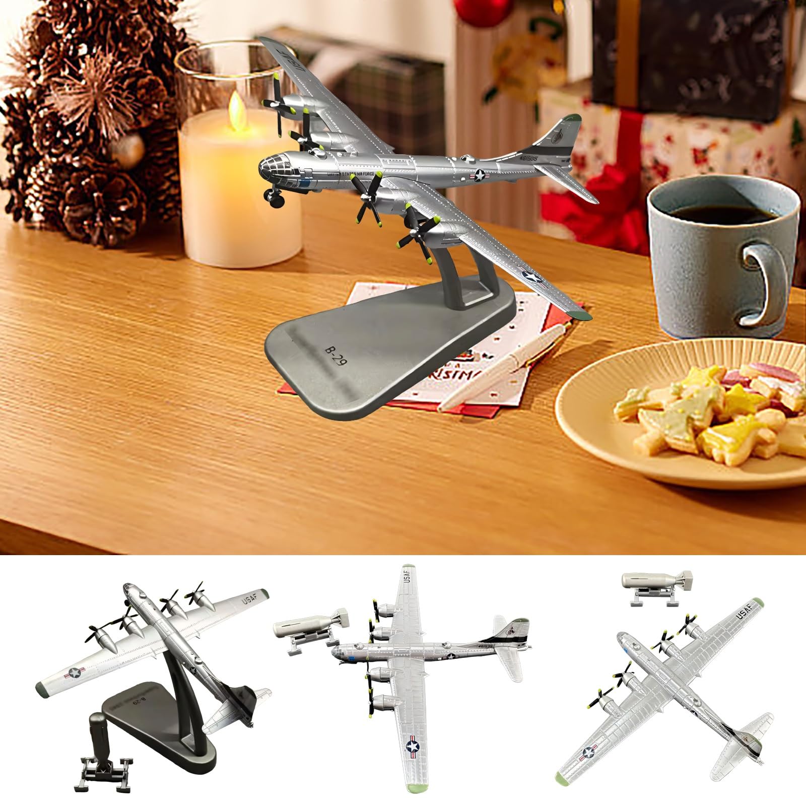 Modello aereo militare pressofuso lega bombardiere pesante B29 in scala 1/300 con espositore Regalo in edizione da collezione for appassionati aviazione appassionati storia