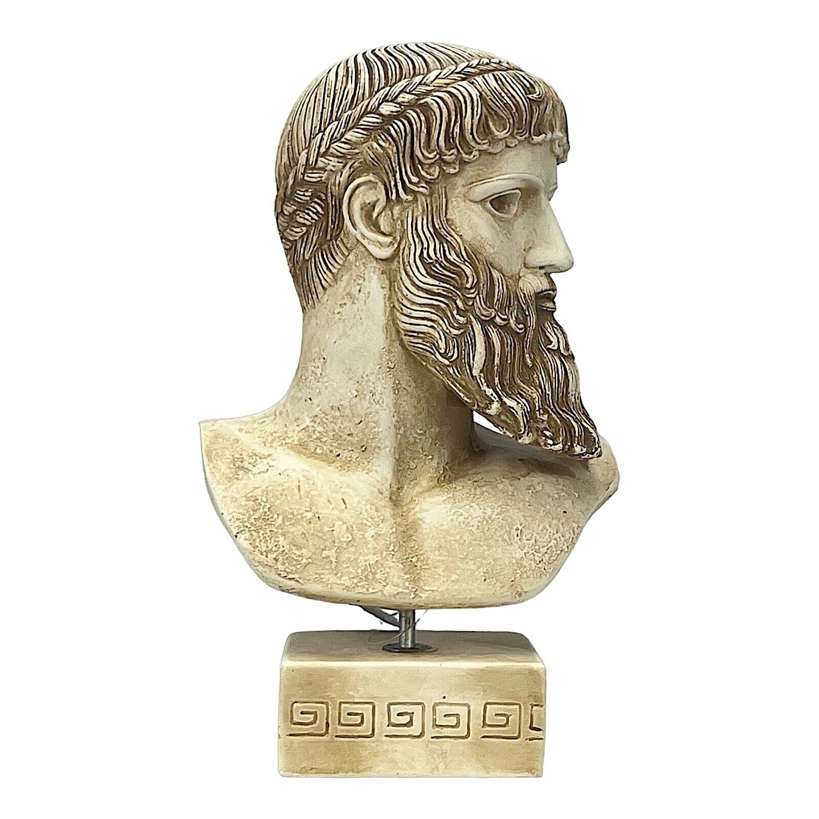 Neptuno Poseidón Dios del mar busto cabeza de Artemision estatua piedra fundida marrón