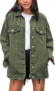 Women's Oversized Mid Long Denim Jacket Jean Biker Coat