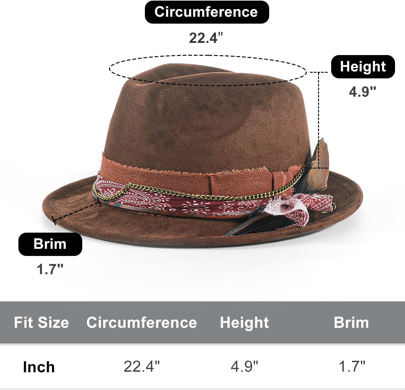 Fedora Trilby Hats for Men Women Handmade 1920s Classic Short Brim Hat with Feathers Unisex