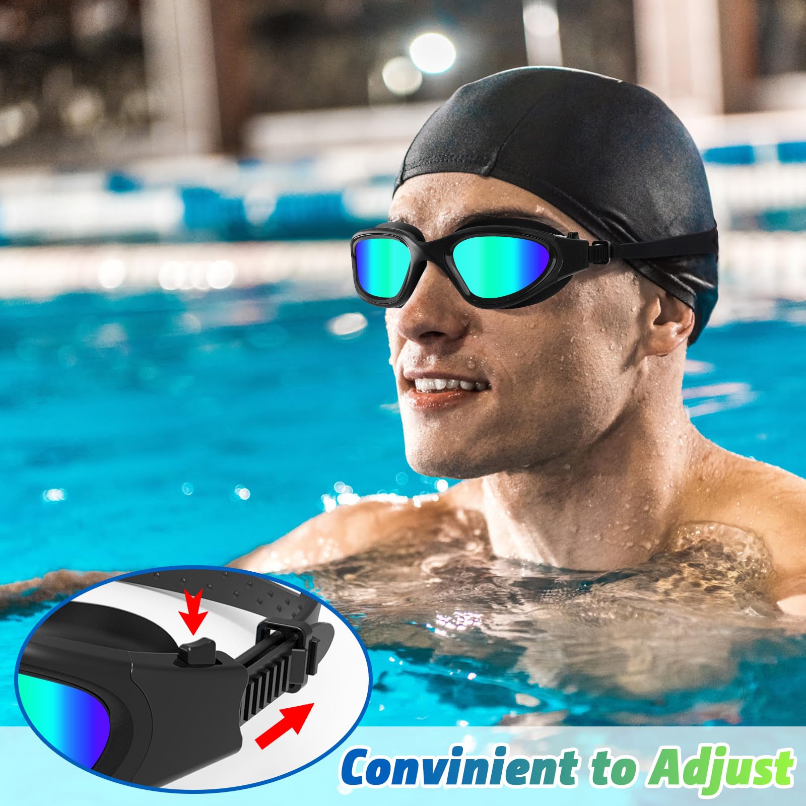 Lunettes natation antibuée,Lunettes Piscine pour hommes femmes | Protection UV anti fuite silicone souple vision claire faciles à ajuster Lunettes de natation pour adultes et adolescents