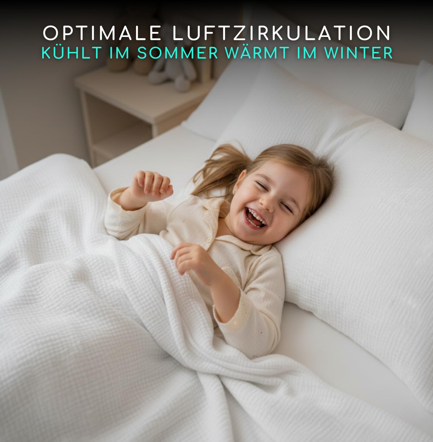 ALAVYA HOME® Kinderbettwäsche 100x135 2 teilig | ÖkoTex Zertifiziert & für Allergiker geeignet | Musselin Bettwäsche Kinder Set mit je 1 Bettbezügen 135 x 100 & 1 Kissenbezügen 40x60 | Weiß