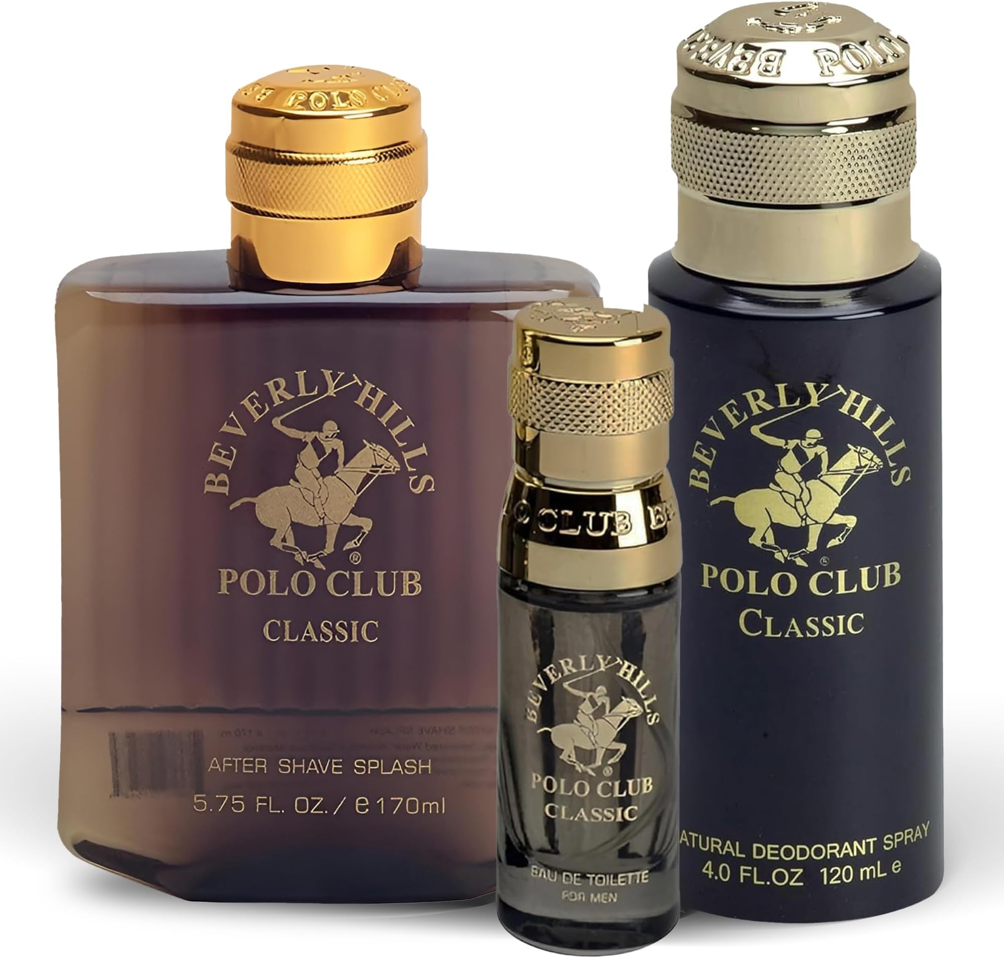 BHPC Men's Classic Fragrance Collection - 3-Piece Gift Set with Eau De Toilette, Deodorant Body Spray & After Shave Lotion
