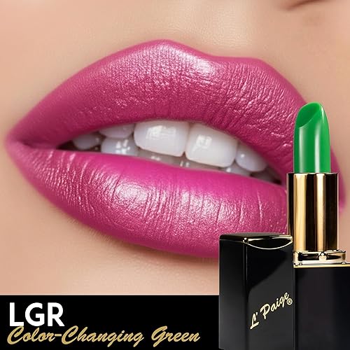 Miniatura 19 de L'Paige LBR - Lápiz labial marrón que cambia de color A base de aloe vera, de larga duración, hidratante Acabado satinado de frambuesa a rojo