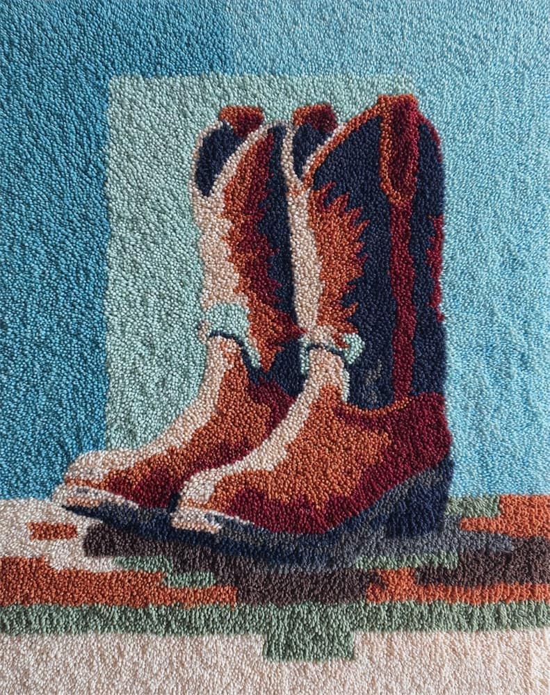 FWRTYCB Latch Hook Kits 20X15Inchboots DIY Latch Hook Rug Kit, Cross Stitch Rug Making Kit, Carpet Making Crochet Kits Embroidery Kits Needlework Crafts for Home Decor