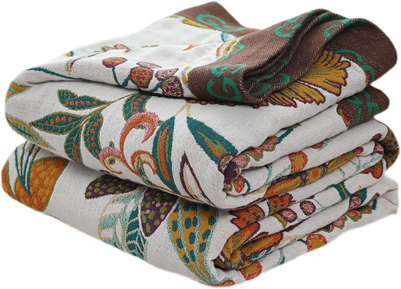 HOORDRY Baumwolldecke Tagesdecke, 4-Lagige Vorgewaschene Boho Bettüberwurf, Atmungsaktive Weiche Musselin Decke, Ideal für Couch Überwurf und Alle Jahreszeiten, 150x200 cm