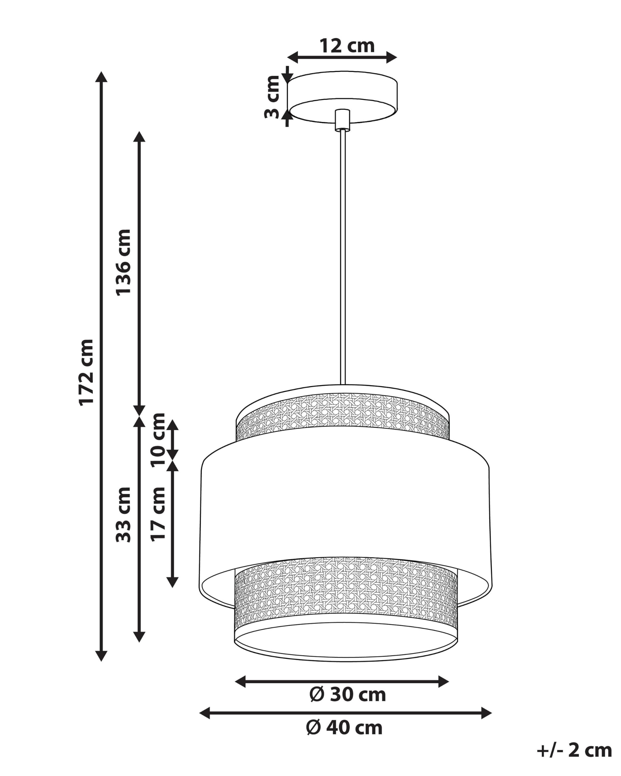 Beliani Lampada a sospensione illuminazione rattan naturale paralume beige