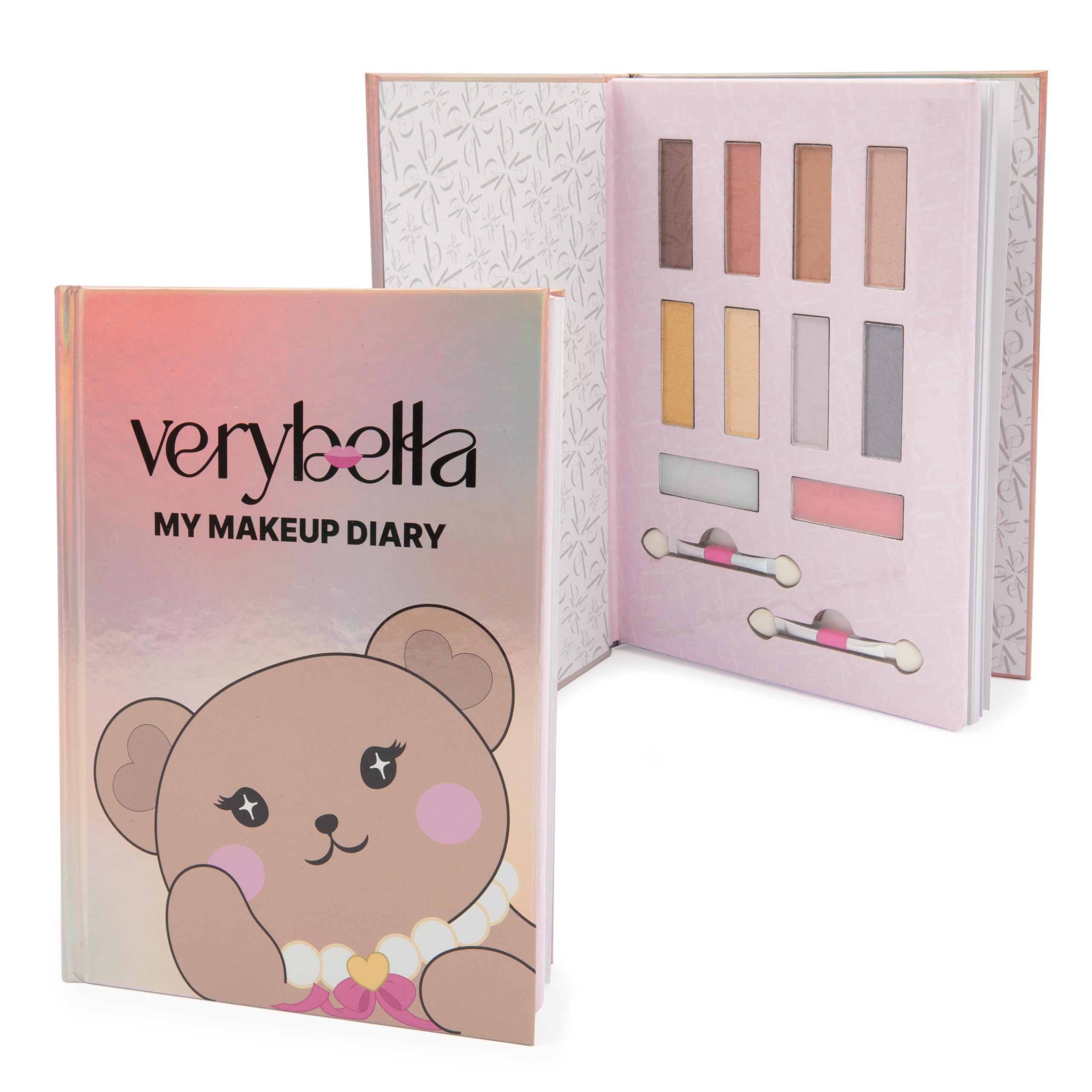 Verybella Make Up Diary, Irridescent Effect Teddy Bear Theme Includes 8 Colours of Light and Dark Eyeshadows, 2 Lip Balm