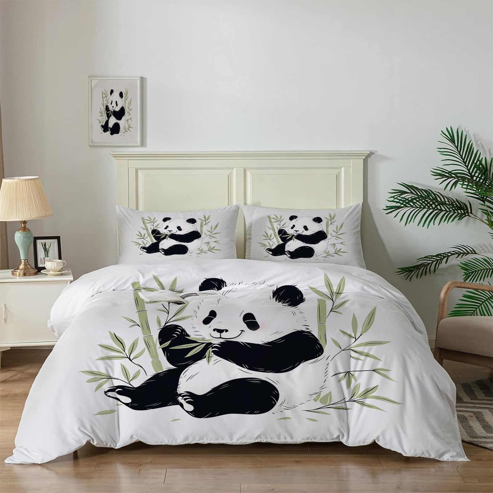 Cute Panda Bedding Set , Animal panda subjectCute Panda Bedding Set , Animal panda subject Print Comforter Cover Decorative 2 Pieces Duvet Cover Set Tapestry Bedspread Cover with 1 Pillowcase Sof