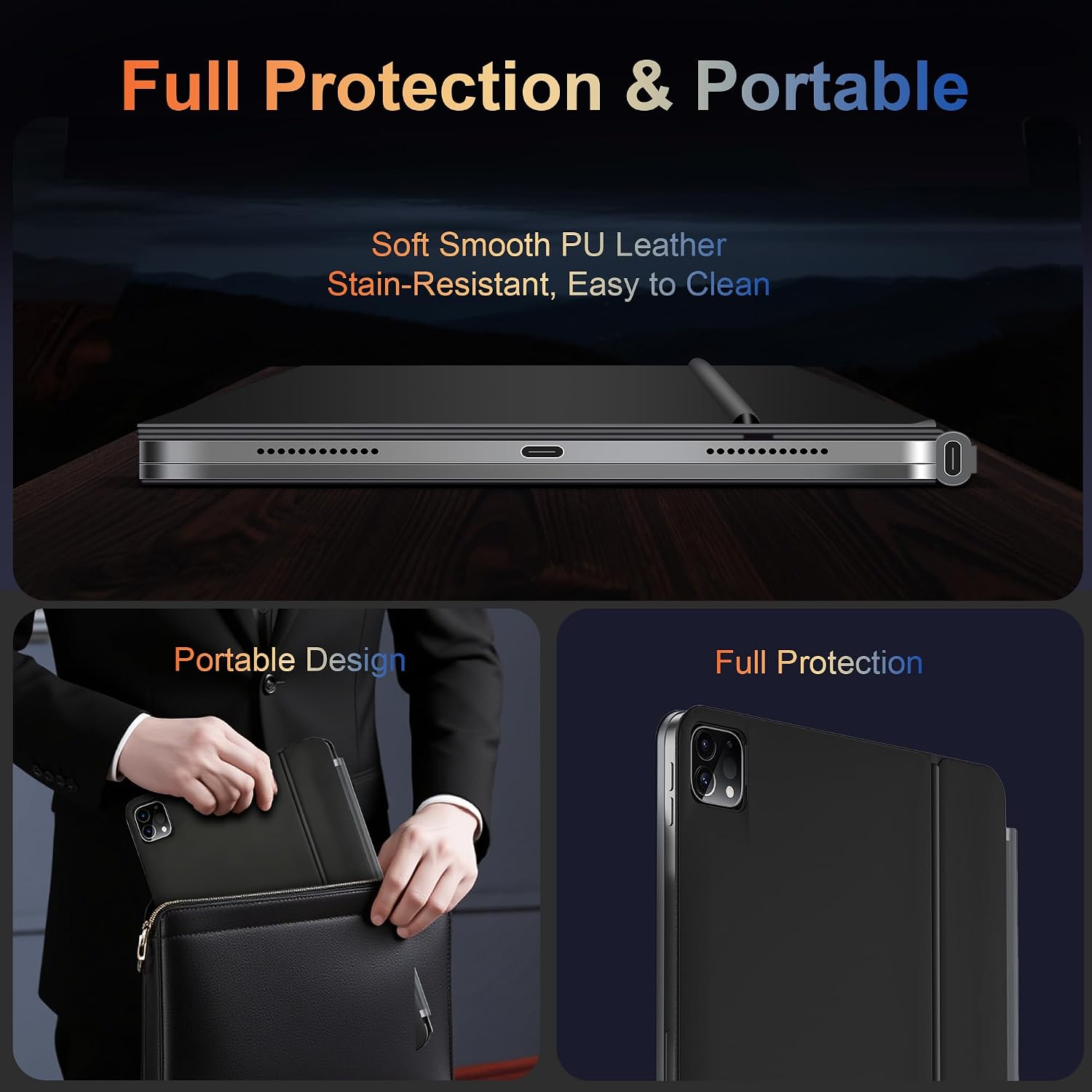 Keyboard Case for iPad Air 11 inch (M4 M3 M2, 2026 2025 2024), Pro 11 4/3/2/1st Gen, Backlit Keyboard with 130° Strong Magnetic Stand, Trackpad, Silent Typing Keys, Slim Case for Air 5th/4th 10.9"