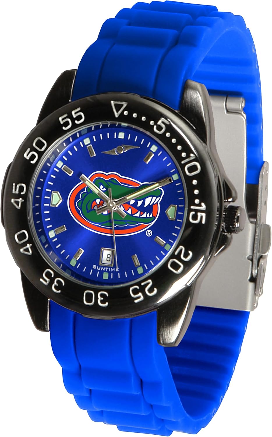 SunTime Men's Collegiate Fantom Watch with 20mm Silicone Band, Reflective Shiny Dial and Date Window, Black Case
