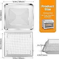 Vista 2 de Accesorios para freidora de aire Gourmia GAF838 GAF856 GAF826, freidora de aire, antiadherente de 9.8 x 9.8 pulgadas, piezas de repuesto