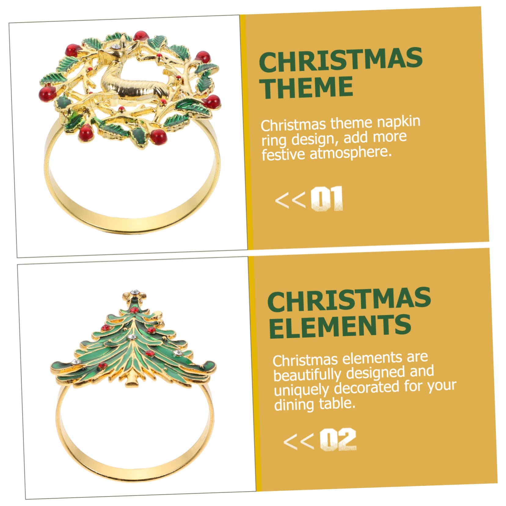 INOOMP 8pezzi Anelli Portatovaglioli Natalizi Da Decorazioni Festive Per Tovaglioli Con Design Moderno e Resistente Per Matrimoni Ristoranti e Feste Di Natale