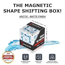 Shashibo Shape Shifting Box - Award-Winning STEM Fidget Toy with Strong Magnets - Fidget Cube Transforms Into 100+ Shapes, Christmas Stocking Stuffers Gift for Kids, Teens, and Adults (Artic)