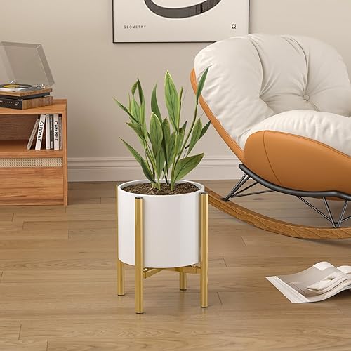 Miniatura 8 de Soporte de Metal Ajustable para Plantas de Interior, Soporte Moderno de Mediados de Siglo para Macetas de Exterior de 8 a 14 Pulgadas, Resistente
