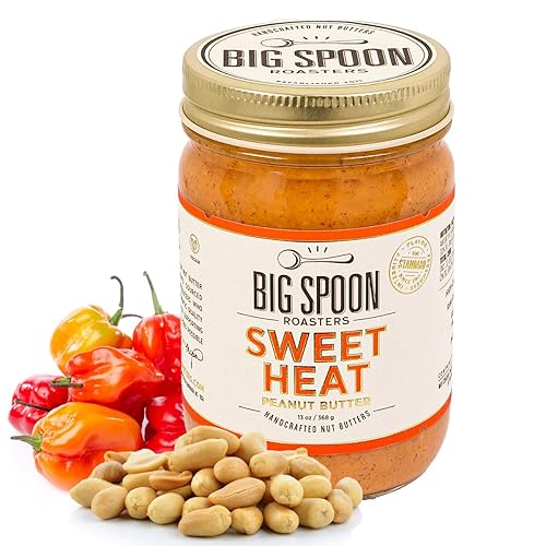 Big Spoon Roasters Mantequilla de maní caliente con chiles y sal marina - Mantequilla de maní baja en azúcar - Mantequilla de maní caliente dulce y