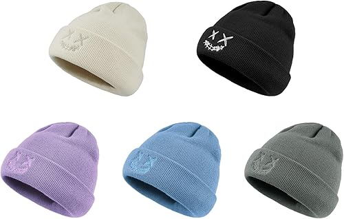 Miniatura 5 de Croogo Gorros de invierno para mujer, elásticos y cálidos, con forma de calavera para hombre, con puños, de acrílico, calaveras de esquí