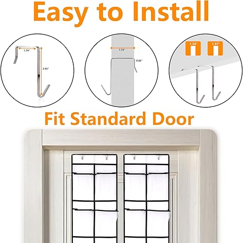 Miniatura 5 de MSLOVE Organizador de zapatos estrecho sobre la puerta, 12 bolsillos grandes de malla, organizador de zapatos para colgar en el armario, organizador