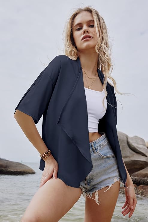 Boléro Femme Mousseline STYLEWORD | Manches Courtes Open Front - Cardigan Léger D'Été - 100% Polyester