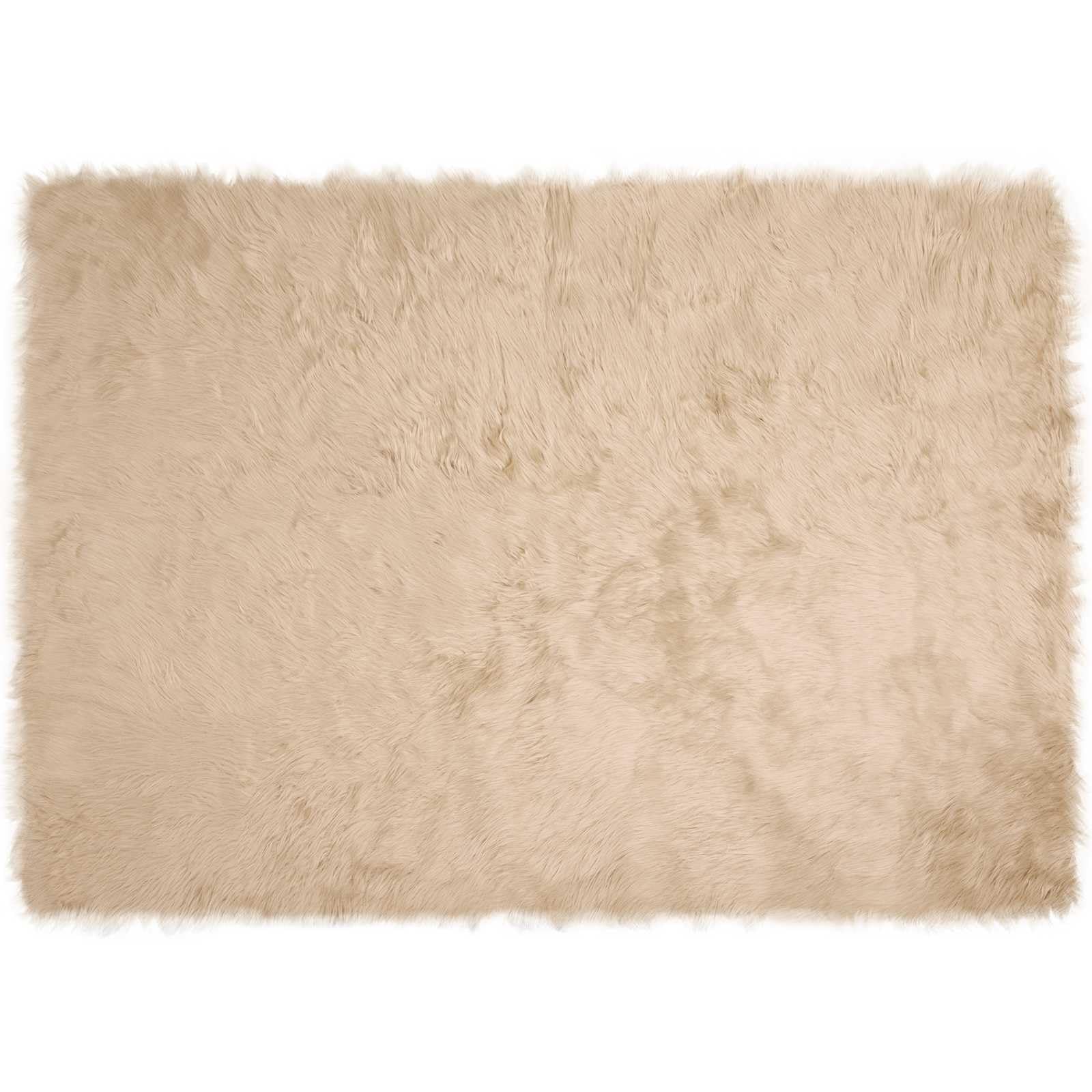 Grand tapis de salon moelleux beige pour réchauffer l'ambiance de votre chambre à coucher