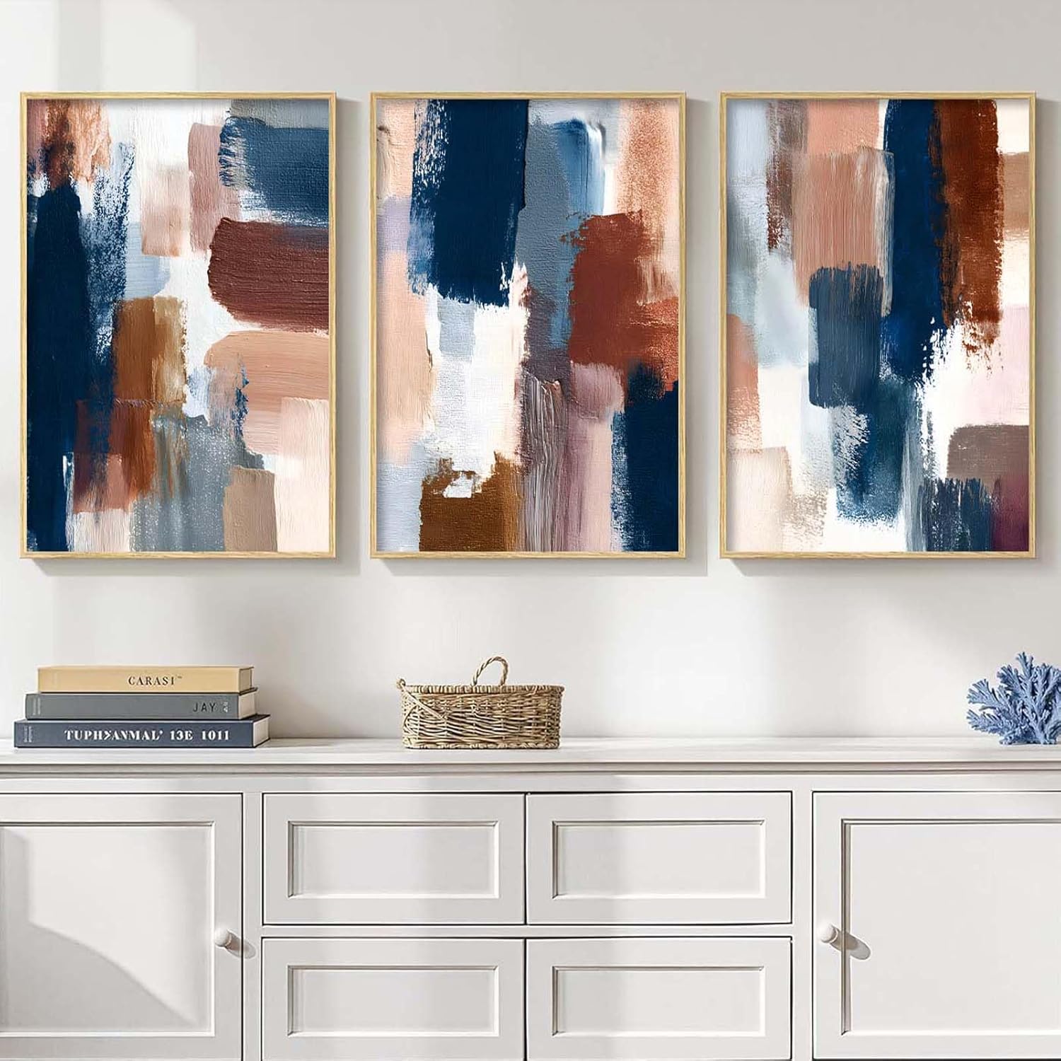 Beige and Brown Flower Abstract Wall Art Modern Neutral Abstract Art Prints Floral Textured Artwork Light Brown Pictures for Living Room Bedroom Wall Decor Neutral Flower Pictures 16x24inx3 No Framed