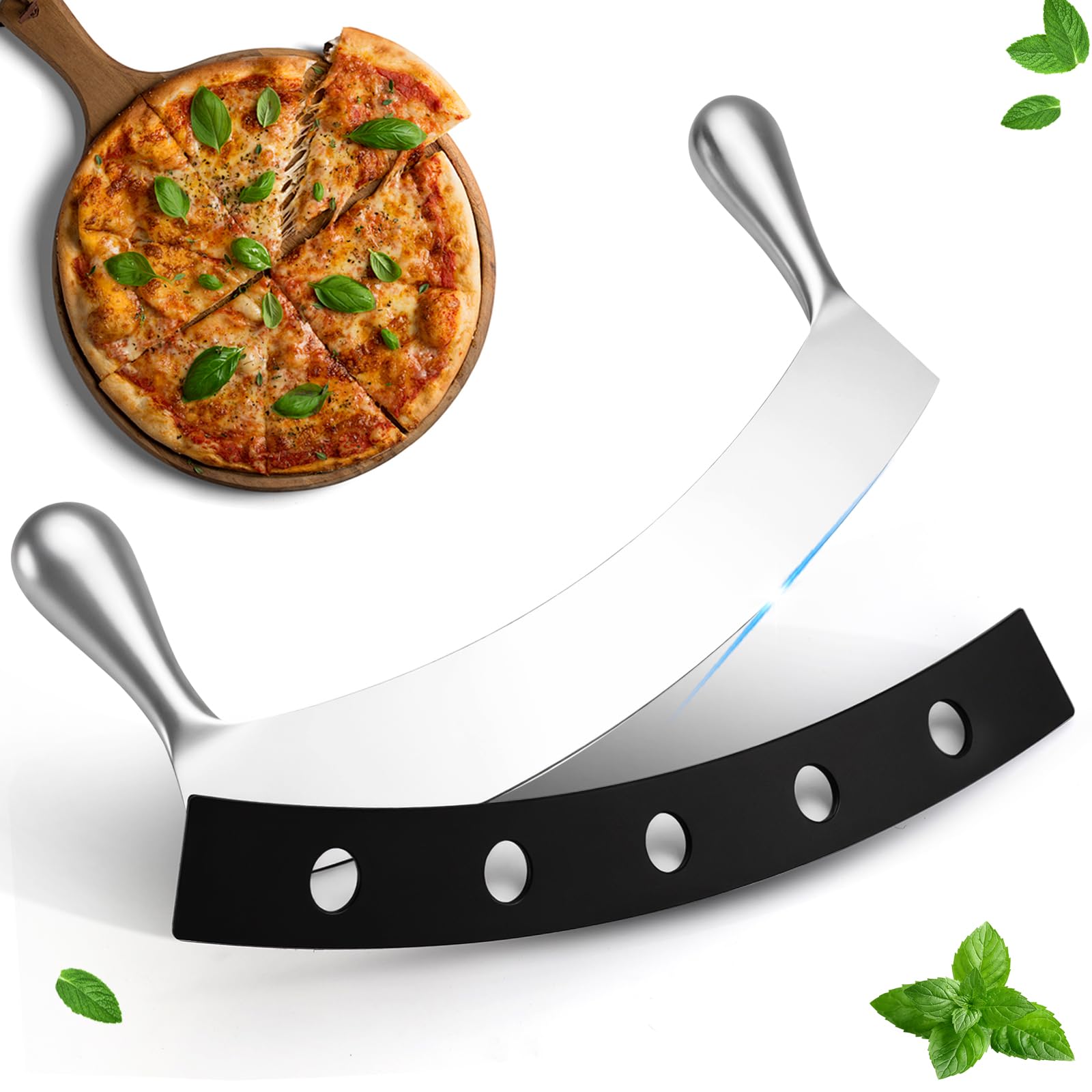 Pizzaschneider Pizzamesser Wiegemesser aus Edelstahl Pizza Wiegemesser 30cm & Ergonomischer Griff - Einfache Reinigung - Ideal für Zuhause & Profis