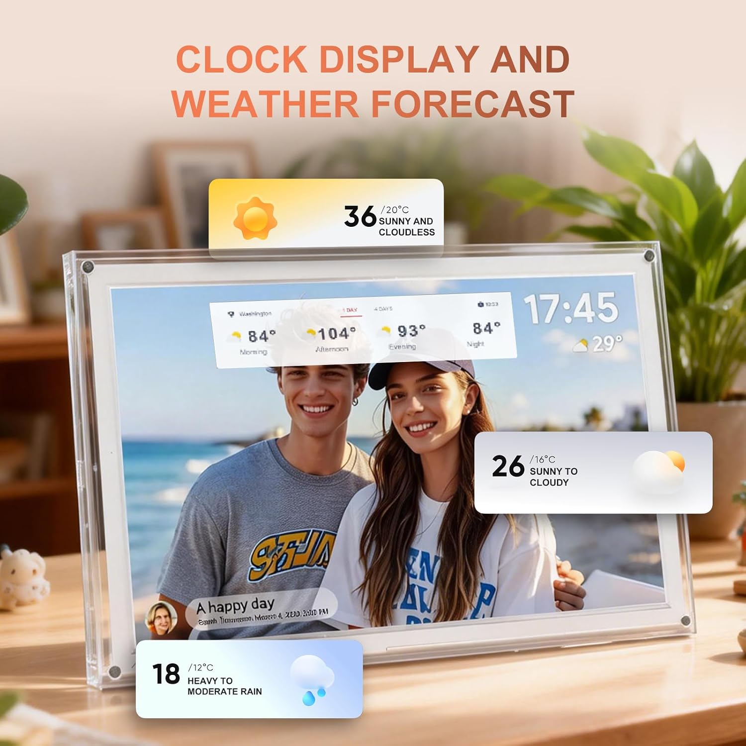 Digital Picture Frame, 15.6 Inch Acrylic Large Frameo Digital Photo Frame WiFi, 32GB, 1920 * 1080 IPS HD Touch Screen, Auto-Rotate, Share Photo or Video Compatible with Frameo App from Anywhere