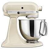 KitchenAid Artisan Series 5 Quart Tilt Head Stand Mixer with Pouring Shield KSM150PS, Almond Cream White