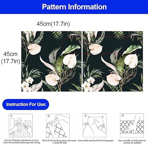 Miniatura 6 de Papel tapiz de hojas verdes tropicales, papel tapiz floral para despegar y pegar, papel de contacto negro, papel de contacto extraíble, bohemio,
