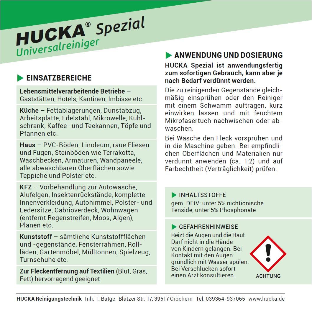 "spezial" Universalreiniger (10 Liter) - extrem effektiv - entfernt mühelos Verschmutzungen wie Fett, Öl, Kaffee, Nikotin, uvm. - biologisch abbaubar