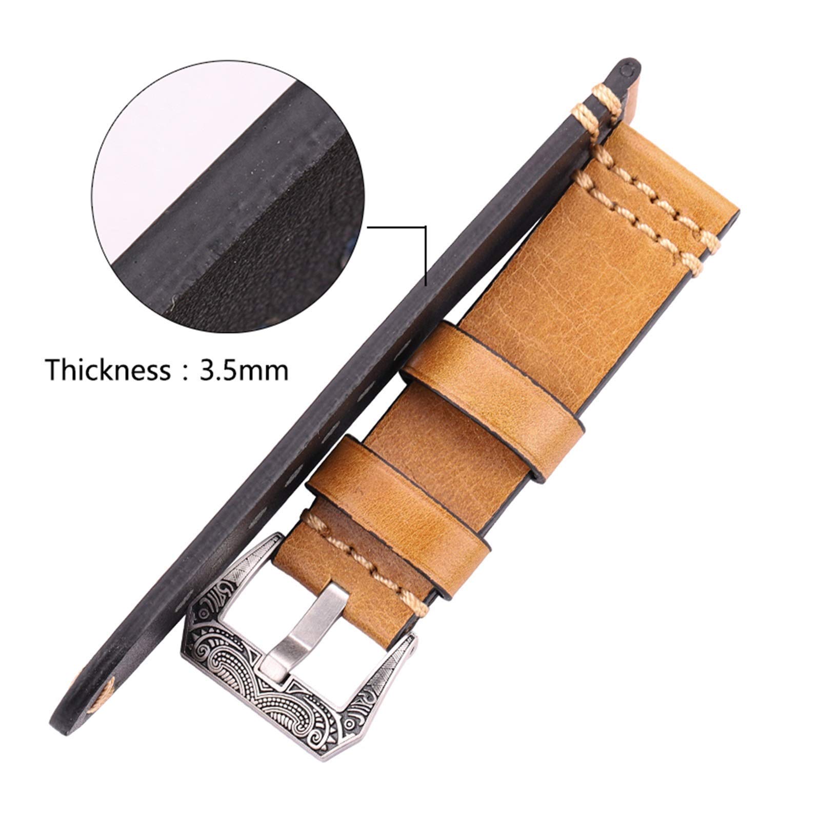 Uhrenarmband, handgemachtes Uhrenarmband 20mm 22mm 24mm Leder Uhrenarmband 4 Farben Rindsleder Uhrenzubehör Retro Stahlschnalle, Armband