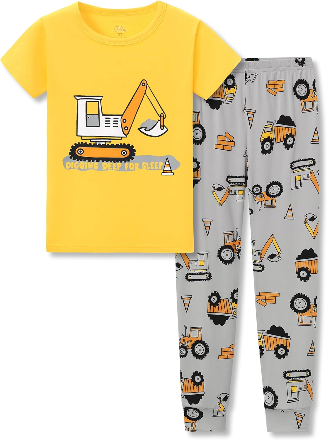 Tebbis Snug-Fitting Unisex Pajamas for Boys & Girls – Soft Modal Fiber Toddler/Little PJs Blue Dino Jammies Size 2T-7