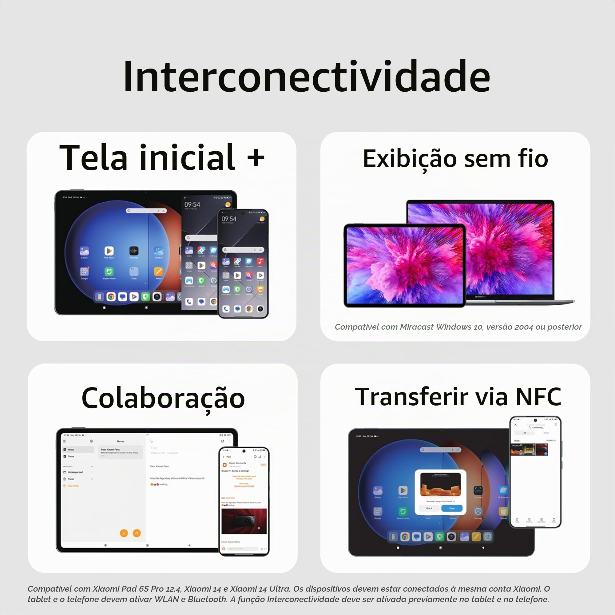 Xiaomi Pad 6S Pro (256 GB + 8 GB) WiFi Versão 12,4 polegadas 3K