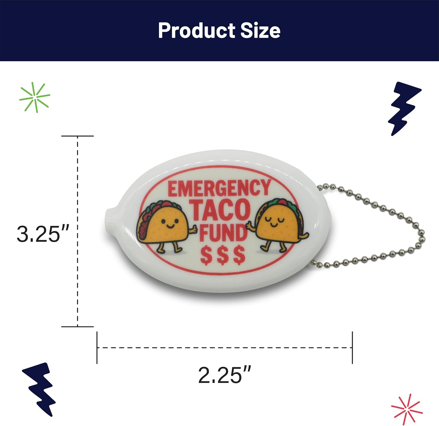 Emergency Taco Fund Coin Purse Keychain – Funny Mini Wallet for Loose Change, Cute Novelty Gift for Men & Women image 2