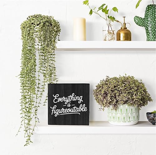 Miniatura 149 de HTBIG Letrero inspirador para decoración de oficina, decoración de escritorio, caja de madera rústica, negra, bloque de madera, placa para hogar