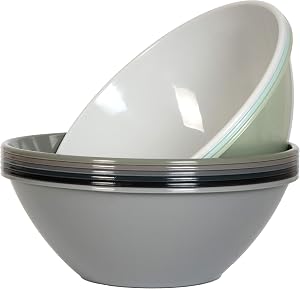 Youngever 10 inch 100 Ounce Plastic Mixing and Serving Bowls, Popcorn Bowls, Salad Bowls, Chip and Dip Serving Bowls, Set of 9 (Urban)