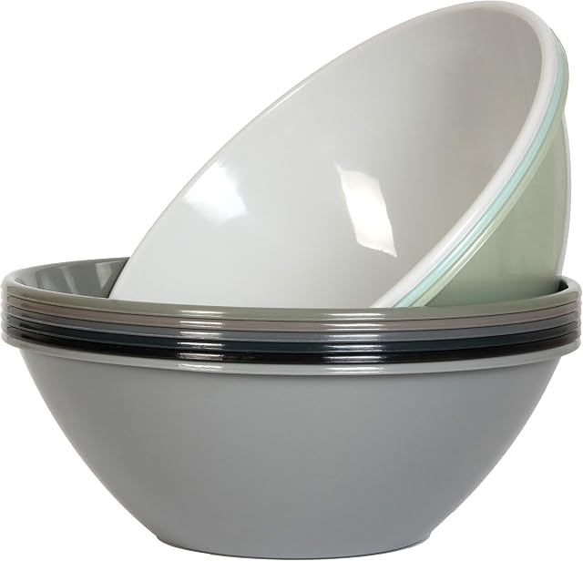 Youngever 10 inch 100 Ounce Plastic Mixing and Serving Bowls, Popcorn Bowls, Salad Bowls, Chip and Dip Serving Bowls, Set of 9 (Urban)