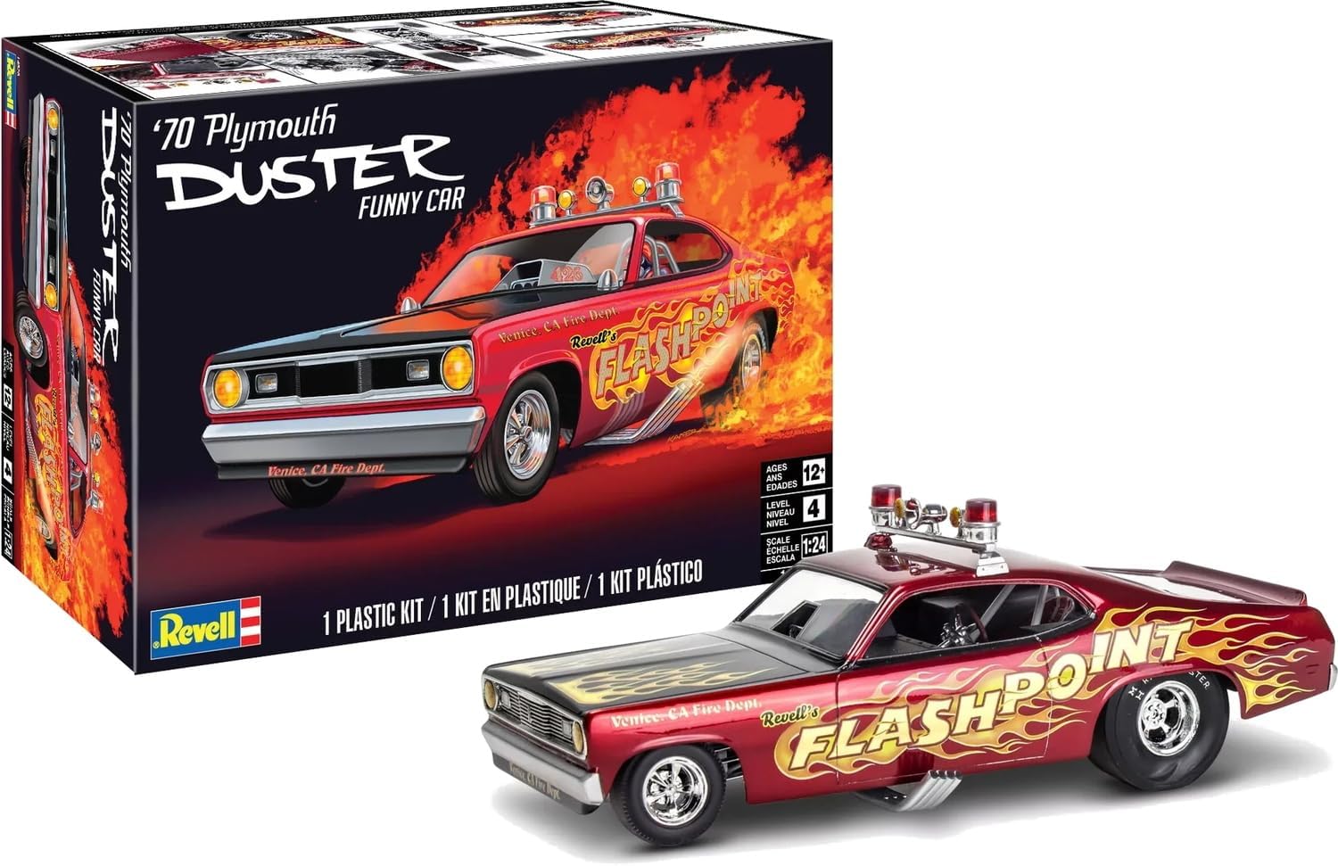 Revell 14528 '70 Plymouth Duster Funny Car 1:24 Scale 100-Piece Skill Level 4 Model Car Building Kit