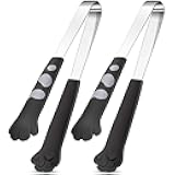 Patelai 2 Pieces Cat Paw Tongs 7 Inch Stainless Steel Tiny Tongs Cute Kitchen Accessories Mini Food Cat Kitchenware Kawaii Kitchen Decoration for Snack Cooking BBQ Grilling Sweets (Black)