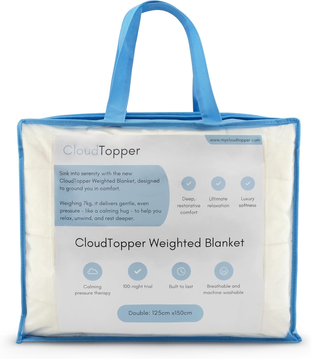 CloudTopper 7kg Weighted Blanket for Adults – Soft Heavy Blanket for Relaxation & Everyday Comfort – Even Weight Distribution Design – Machine Washable double weighted blankets – Cream
