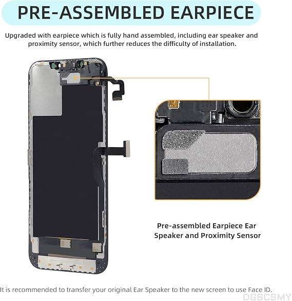 OLED iPhone 12 Pro Max用 イヤースピーカー付きスクリーン交換 | OLED 3D タッチディスプレイ デジタイザー 6.7インチ フルアセンブリ 近接センサー 修理ツール 修理キット フロントガラス A2342 A2410 A2411 A2412